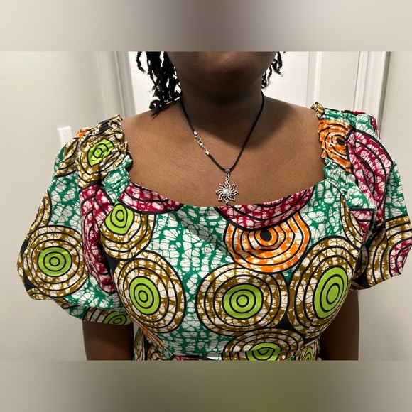 Colourful Ankara Puffy Sleeve Dress - Picture 15 of 16